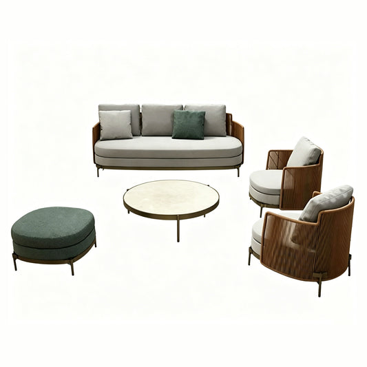 Bayview Outdoor 3+1+1 Lounge Setting with Coffee Table and Ottoman
