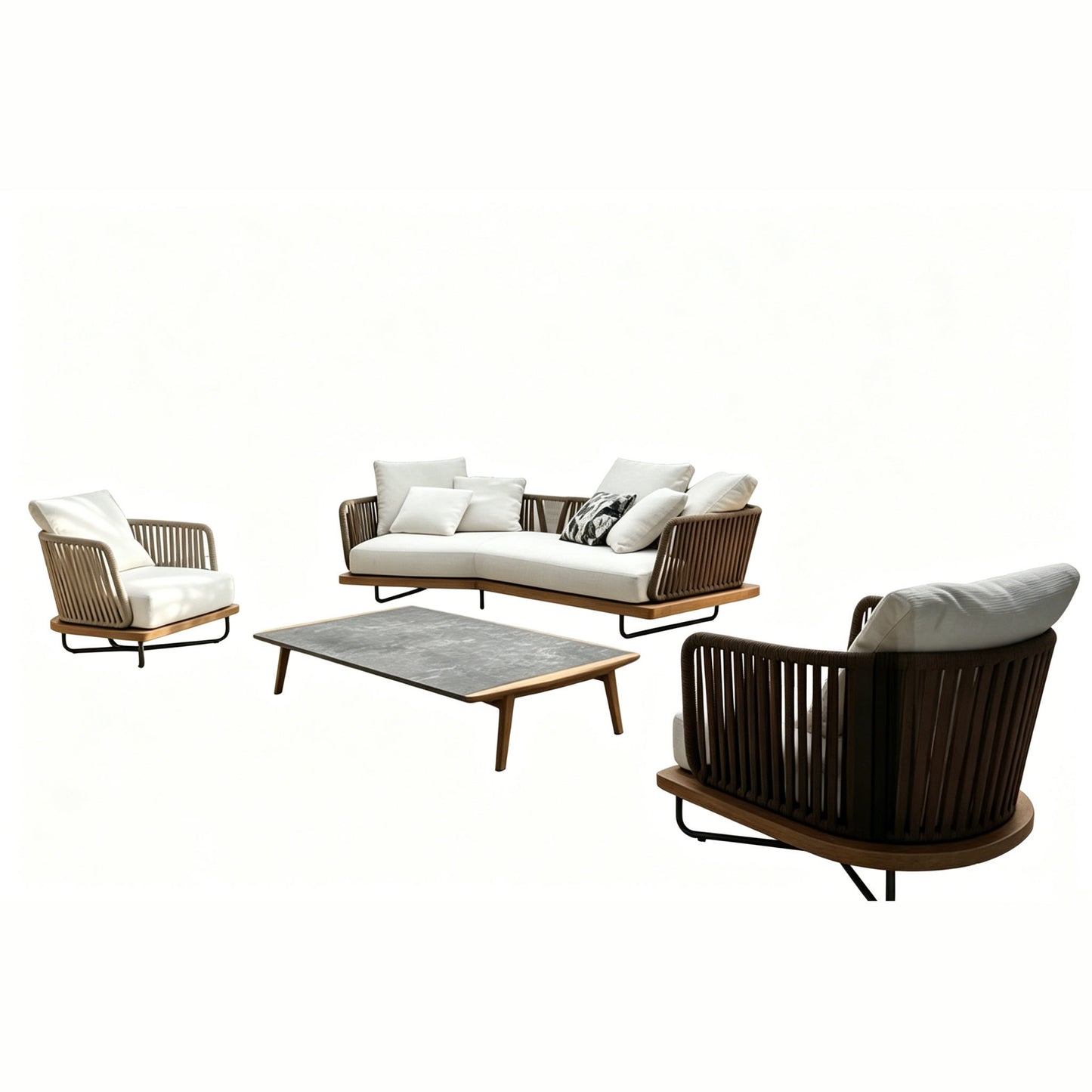 Kingston Outdoor 3+1+1 Curved Lounge Setting with Coffee Table