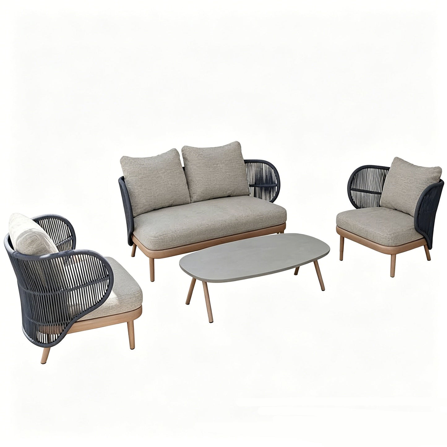 Brighton Outdoor 2+1+1 Lounge Setting with Coffee Table