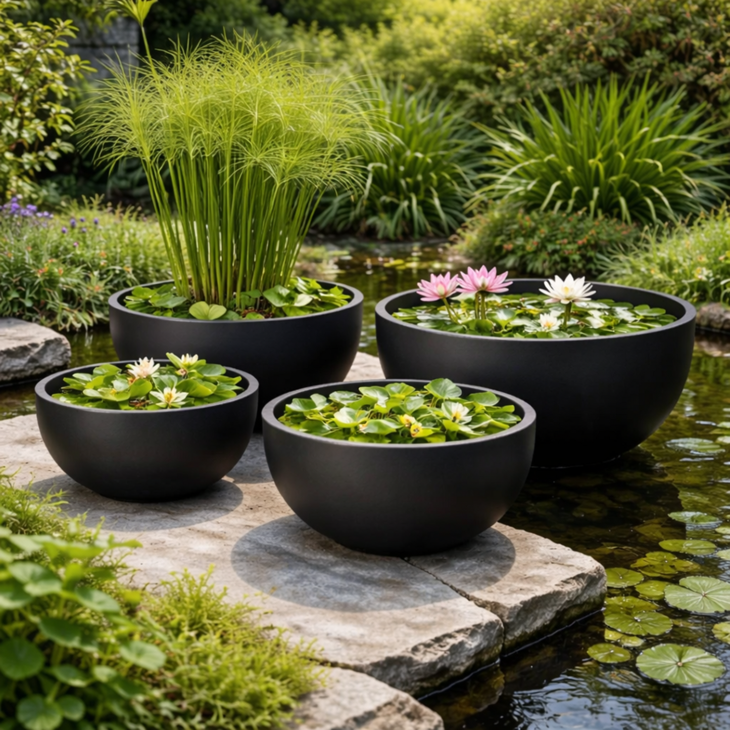 Black Tuscan bowl pot by The Nurso, featuring a rustic design and sturdy ceramic construction, perfect for indoor or outdoor use.