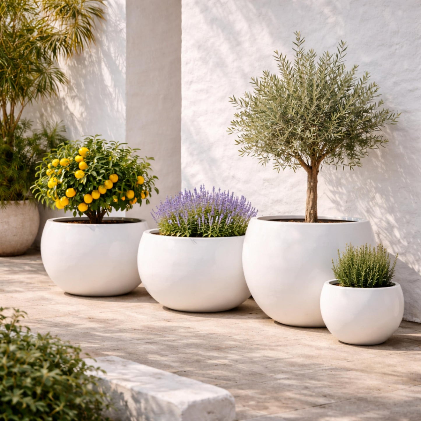 White Tuscan Titan Pot from Tuscan with a sleek, modern design, showing the smooth, glossy finish and sturdy build.