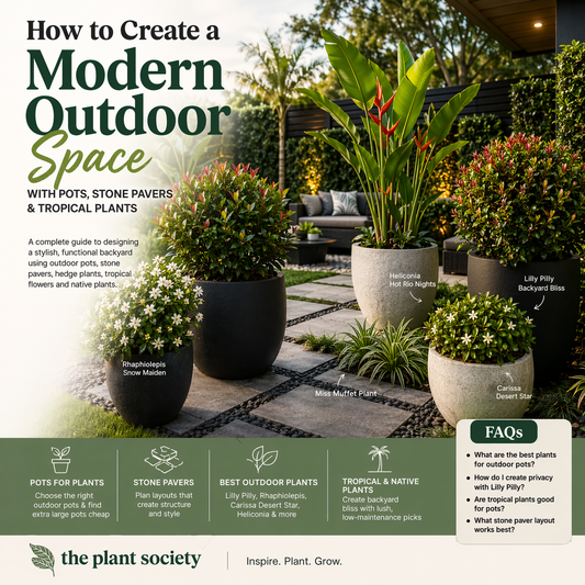 How to Create a Modern Outdoor Space with Pots, Stone Pavers &amp; Tropical Plants