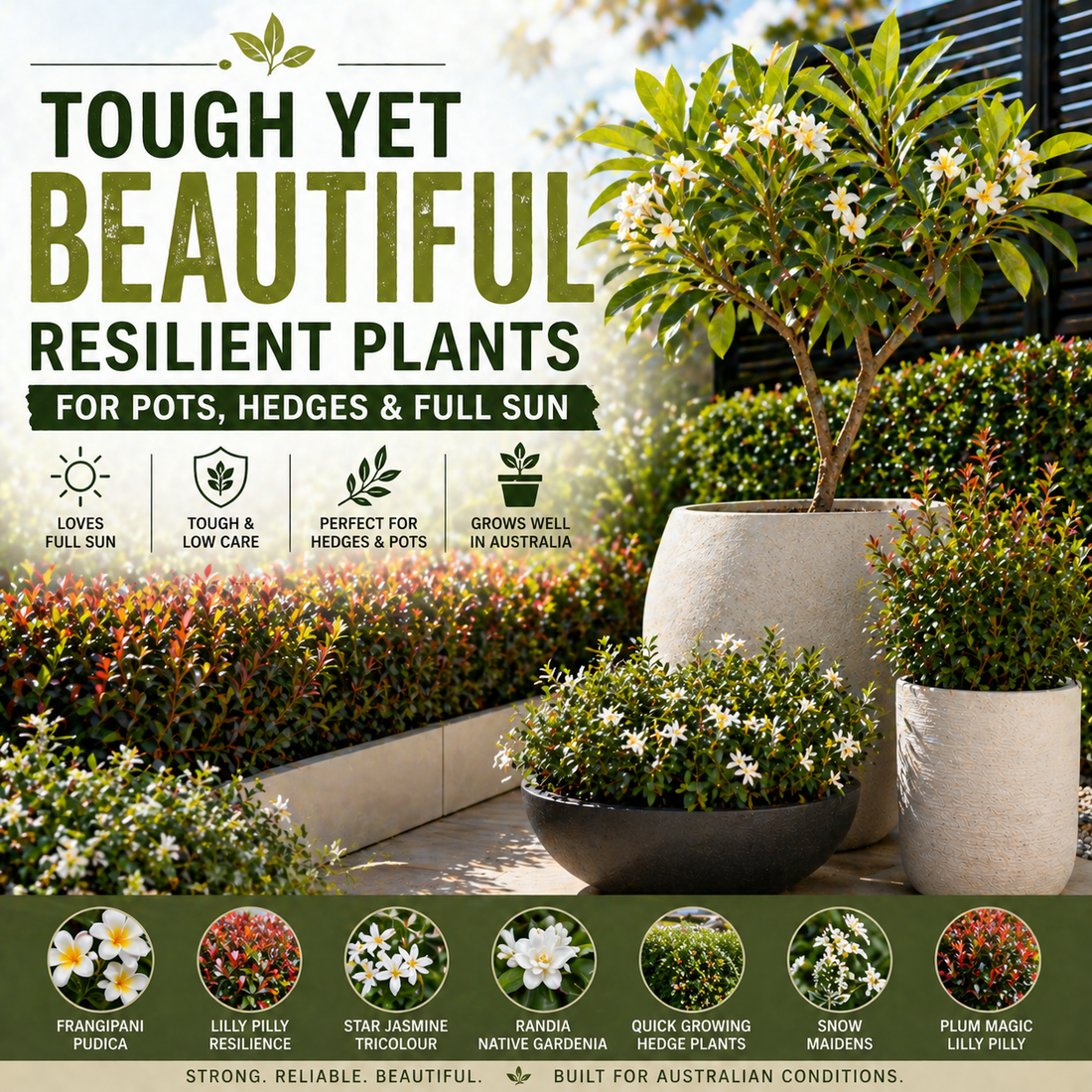 Tough Yet Beautiful: Resilient Plants for Pots, Hedges, and Full Sun