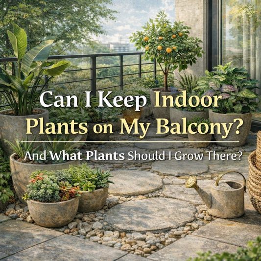 indoor plants on balcony with natural stone 