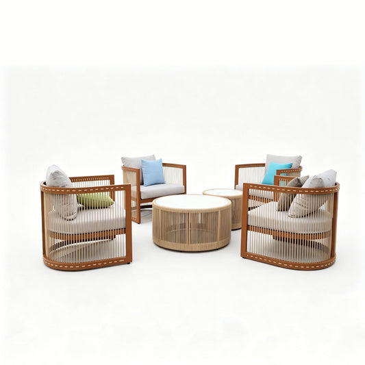 Bayside Outdoor 1+1+1+1 Lounge Setting with Nested Coffee Tables