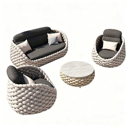 Hudson Outdoor 2+1+1 Lounge Setting with Coffee Table
