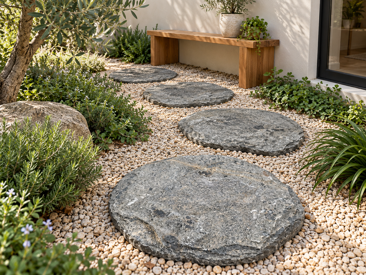 Black Quartz Stepping Stones Natural Stone