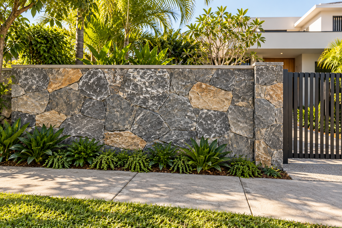 Blue Grey Limestone stone from The Nurso, featuring a textured blue-grey surface suitable for fencing in Brisbane.