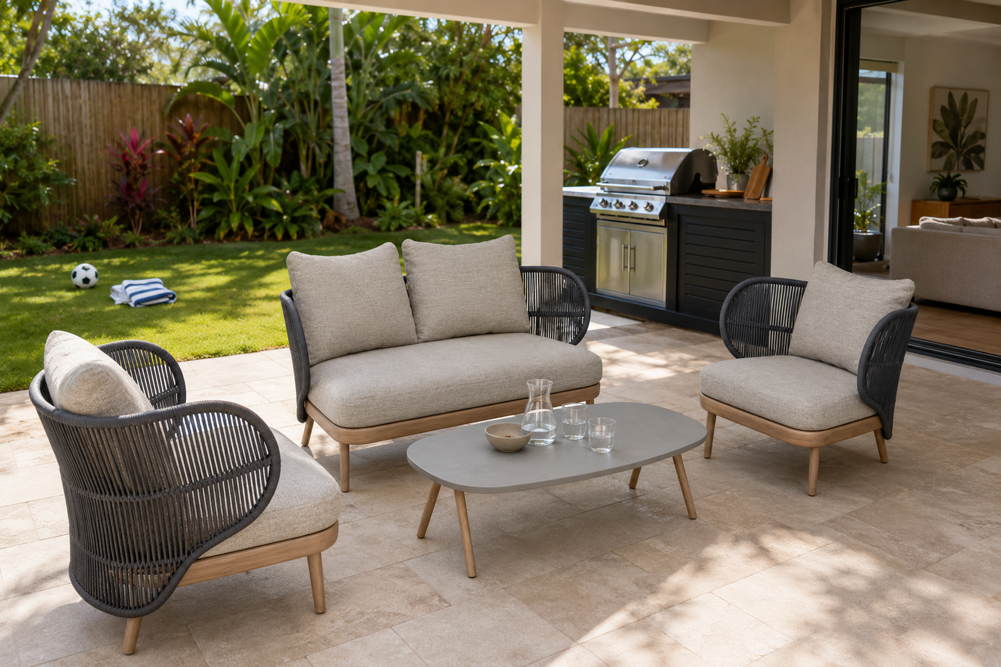 Brighton Outdoor 2+1+1 Lounge Setting with Coffee Table