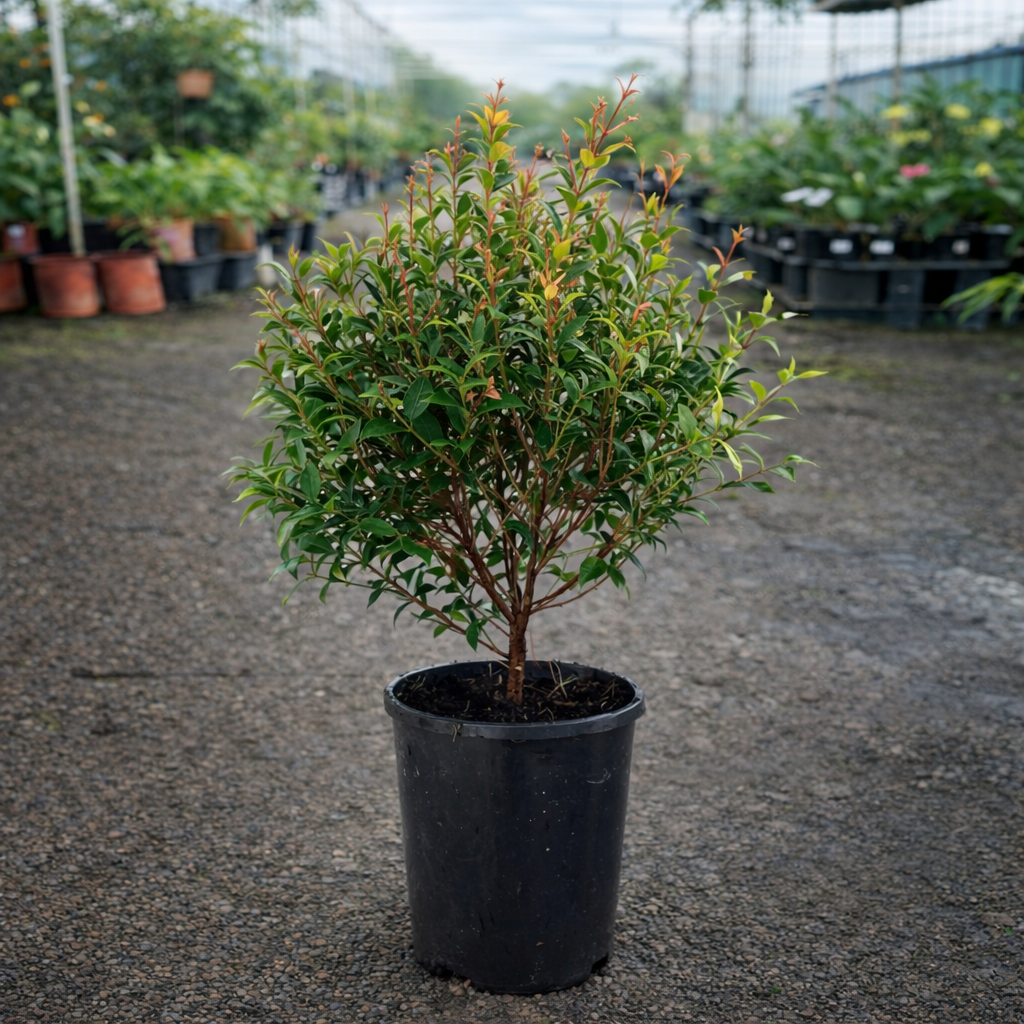 Healthy Acmena ‘Allyn Magic’ Lilly Pilly shrub with lush green foliage, glossy leaves, and a compact growth habit.