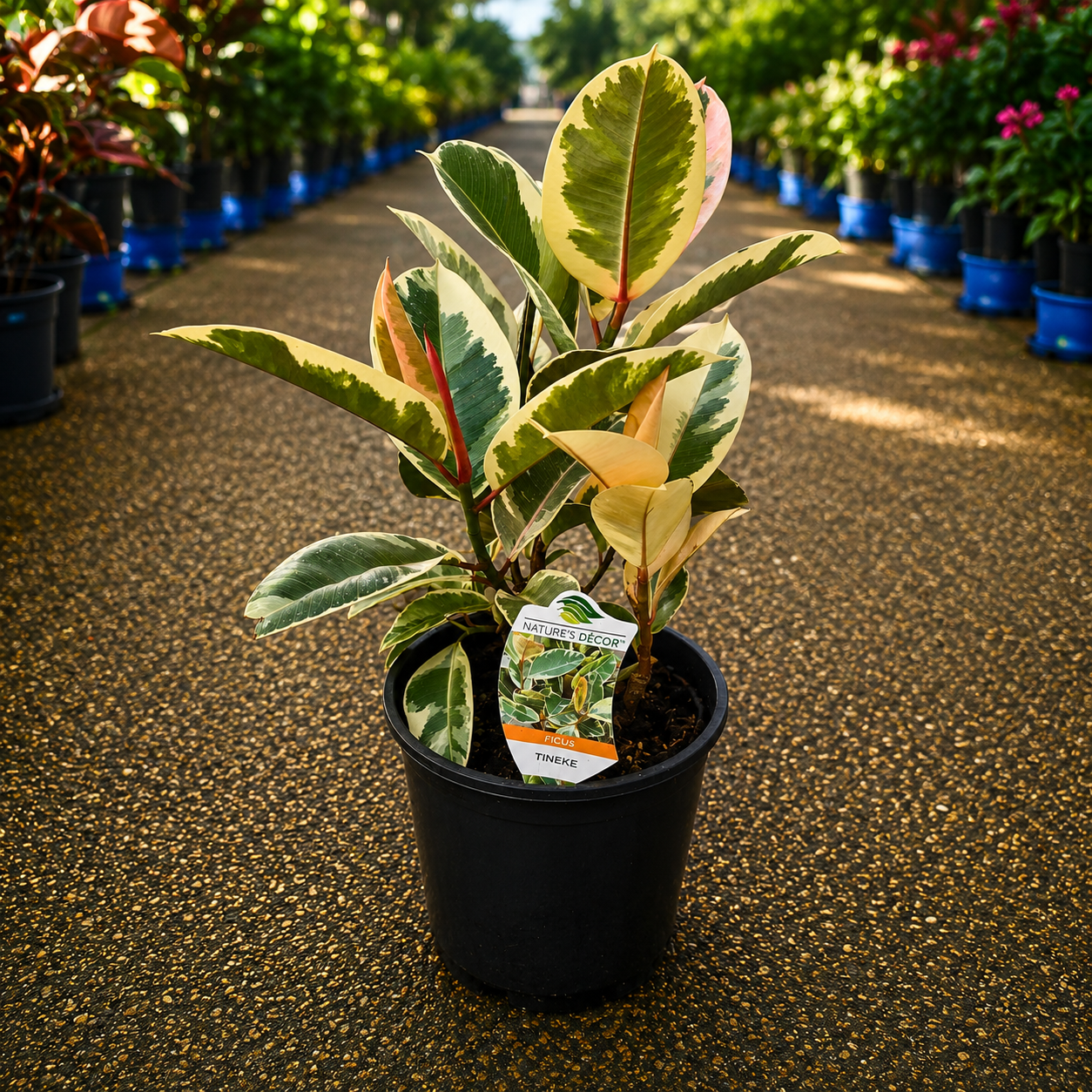 Ficus elastica 'Tineke' (Tineke Rubber Plant)