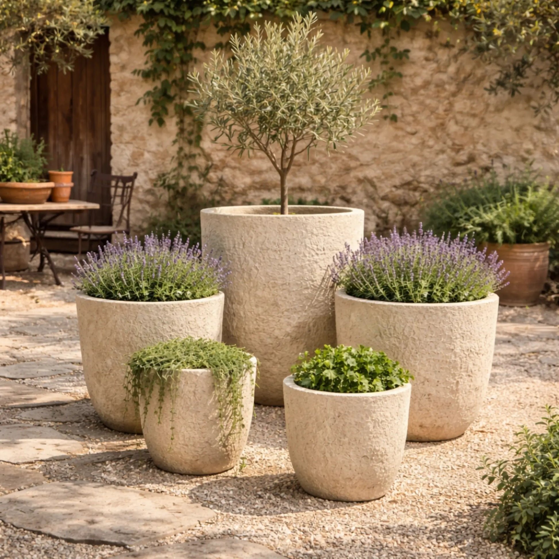 Senera egg pot with volcano finish in cream color, showcasing its textured, volcanic-inspired surface and rounded shape.