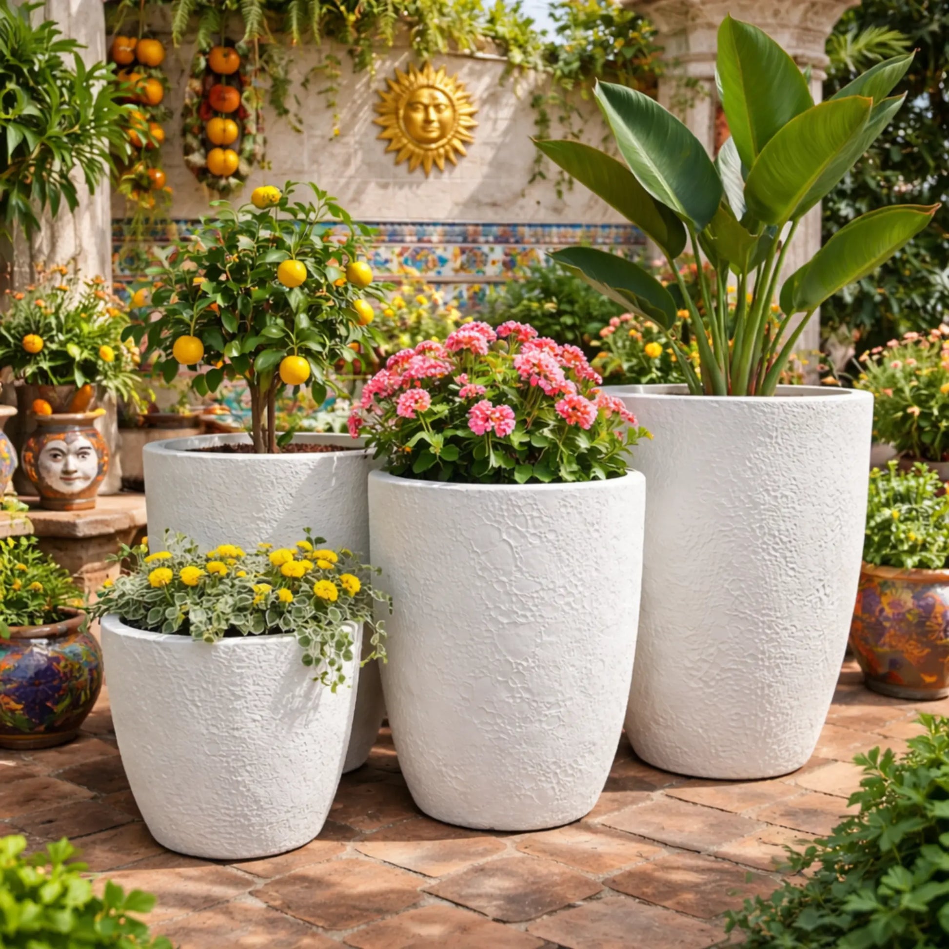 Senera U Pot with volcano white finish, showcasing a sleek, modern ceramic planter with a textured volcano-style surface.