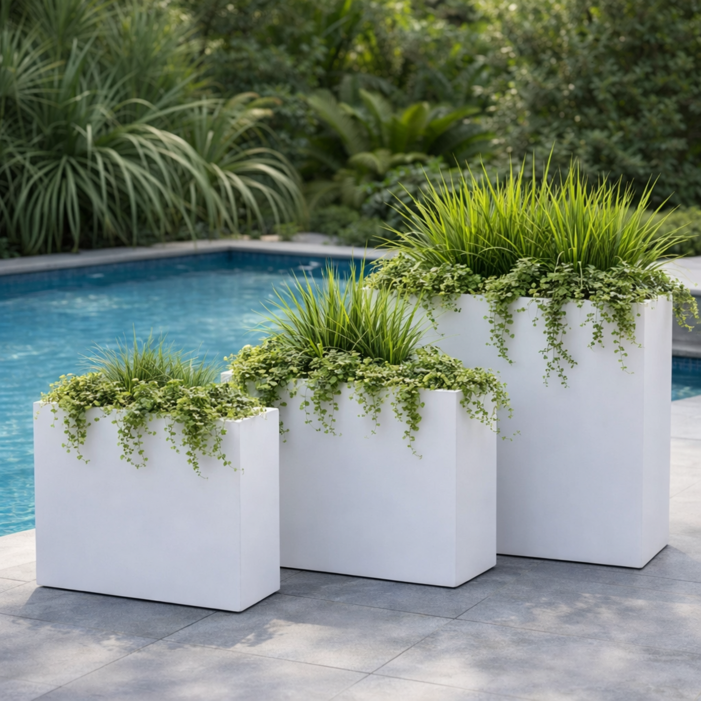 White Senera Divider Trough, a sleek and tall trough for organizing and dividing spaces, shown in a clean, modern design.