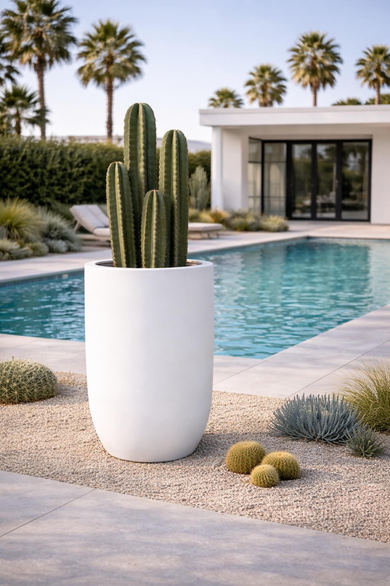White Tuscan Tall U Pot with a sleek, modern design, ideal for indoor or outdoor plants, by Tuscan.