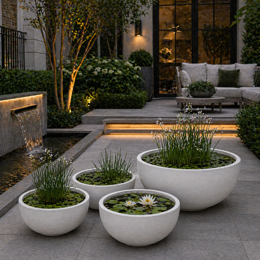 White Tuscan bowl pot by The Nurso, featuring a classic design suitable for decorative or functional use in the home.