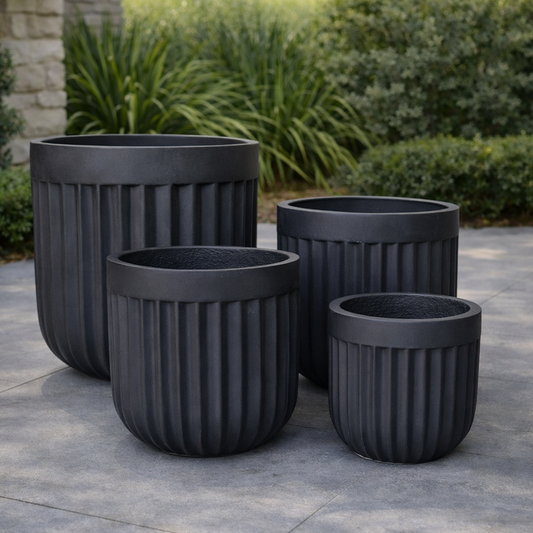 Tuscan Ribbed Egg Black