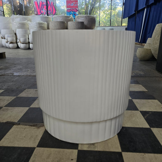Cedar Ribbed Tapered Cylinder White
