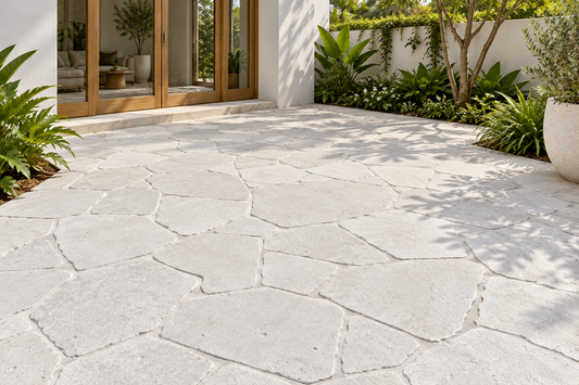 White travertine crazy paving
