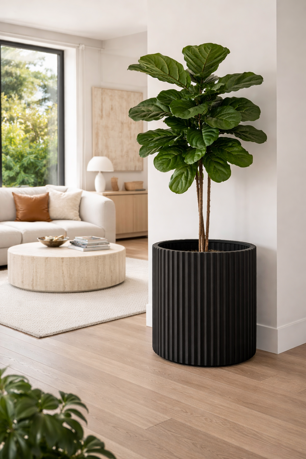 Cedar Ribbed Cylinder Pot Black – The Nurso