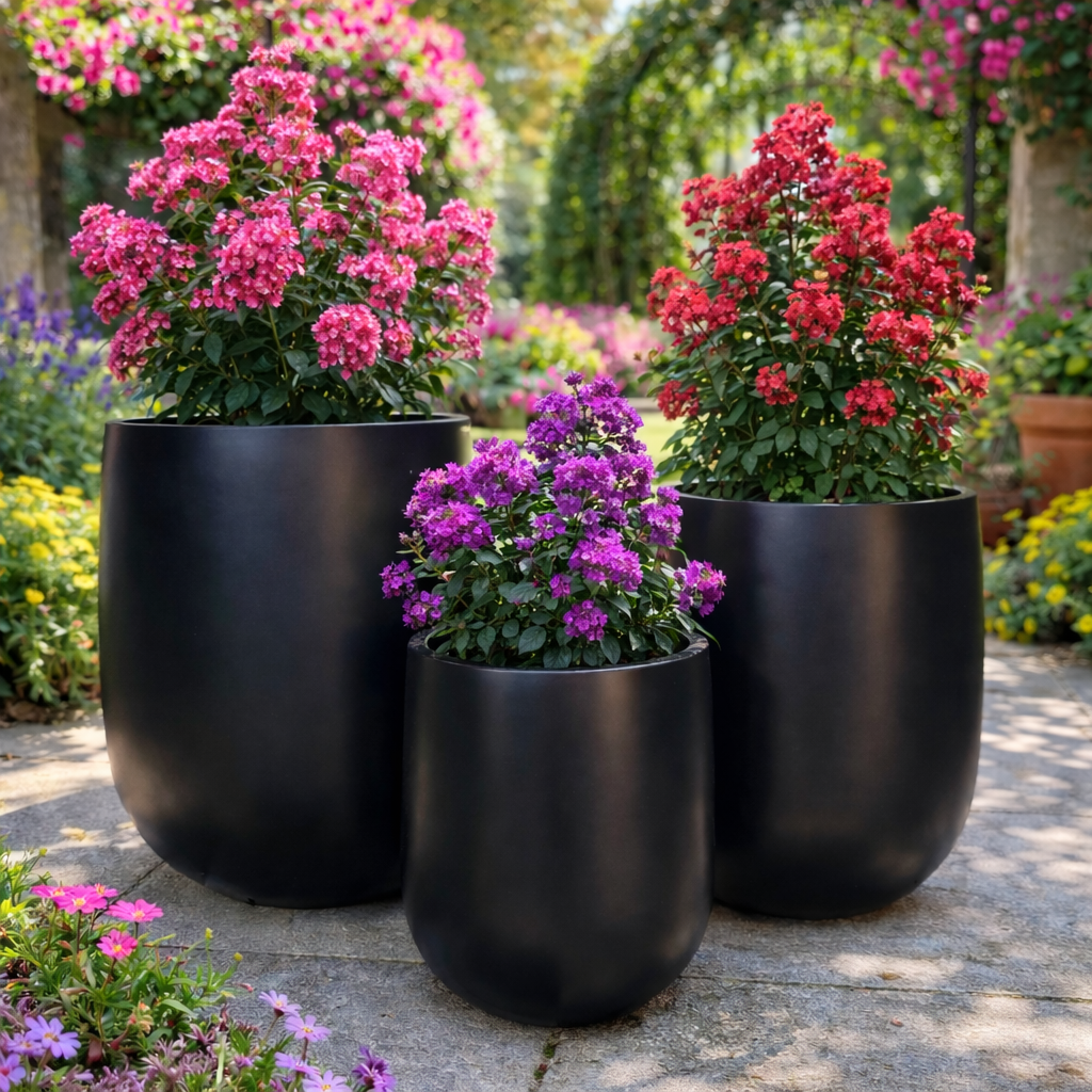 Black cedar cigar pot with a sleek finish, measuring approximately 26cm wide and 30cm high, ideal for cigar storage and display.