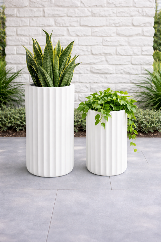 Elegant Tuscan Fluté White glass by The Nurso, featuring intricate fluted design and a clear, glossy finish.