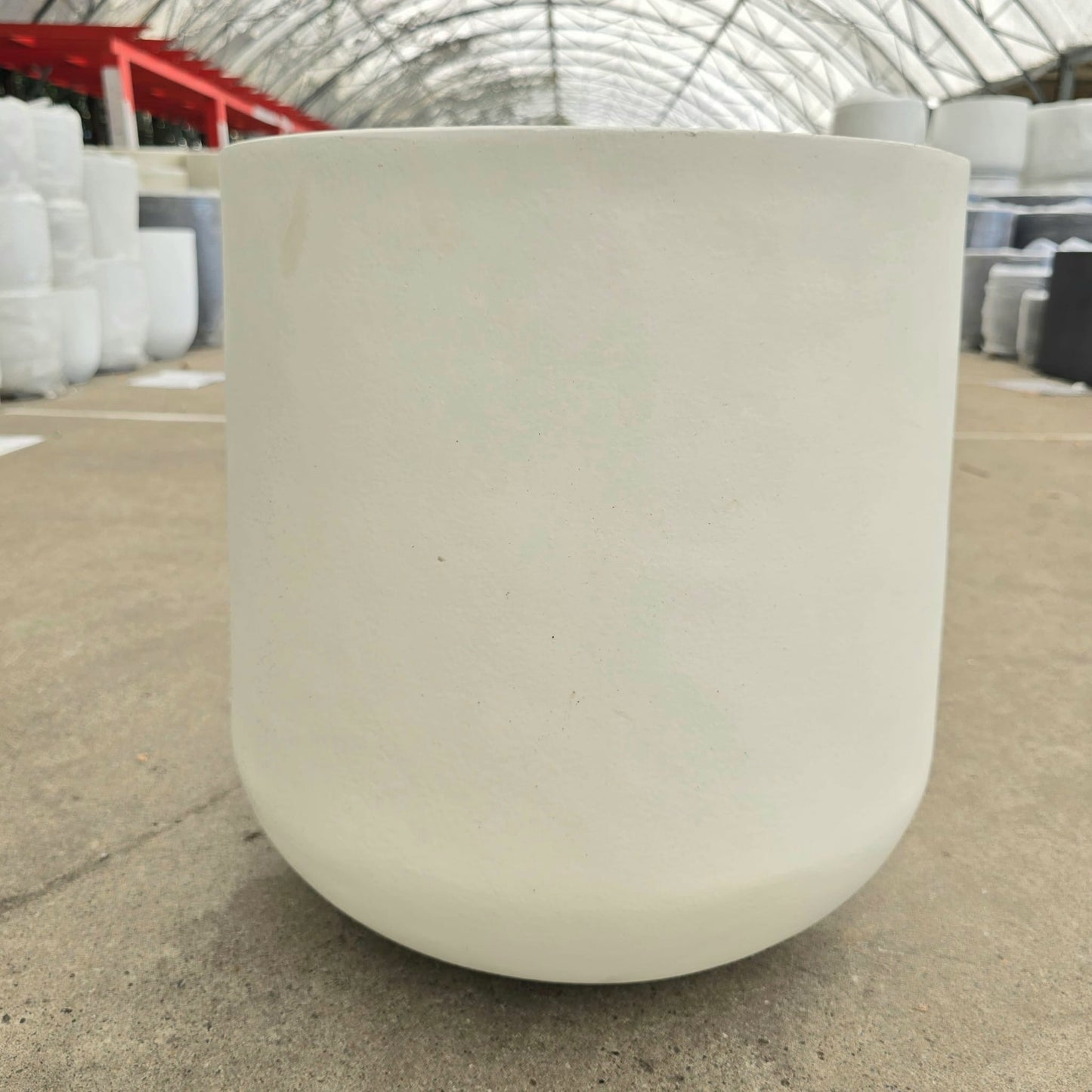 White Senera cigar pot with a sleek, modern design, measuring 32cm by 33cm, ideal for cigar storage or display.