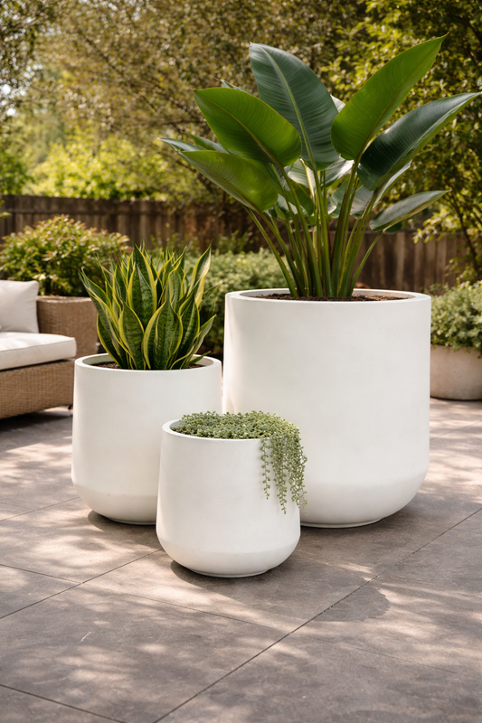 White Senera cigar pot with a classic design, measuring 32cm in diameter and 33cm in height, ideal for cigar storage or display.