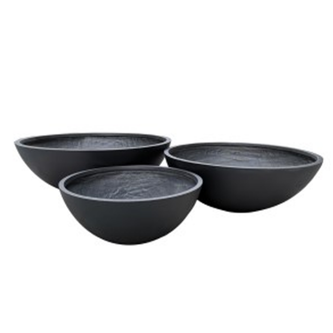 Black Senera Wide Bowl Pot with a sleek design, featuring a large, deep bowl ideal for cooking and serving.